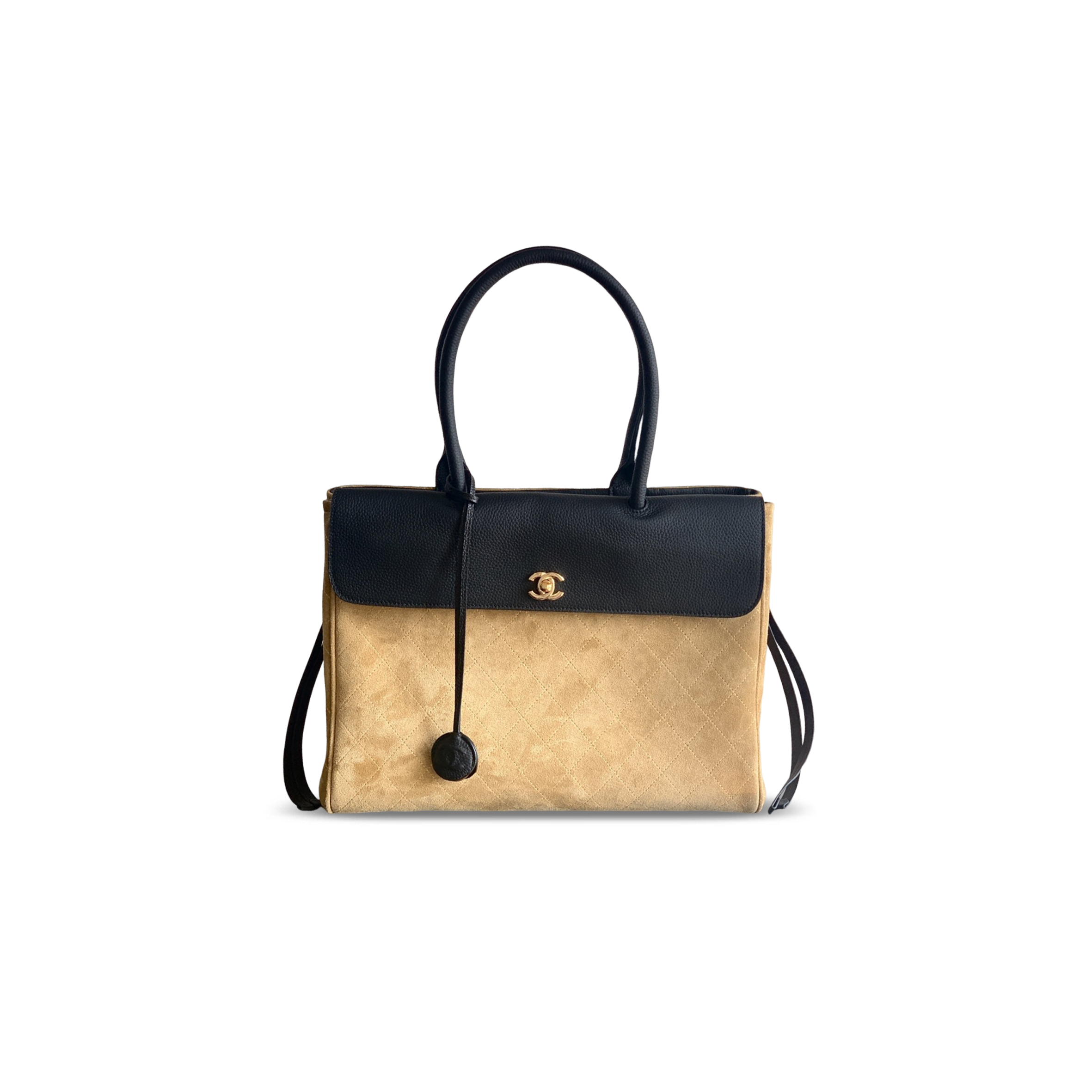 CHANEL BOSTON HANDBAG SUEDE AND LEATHER (37*29*16cm)